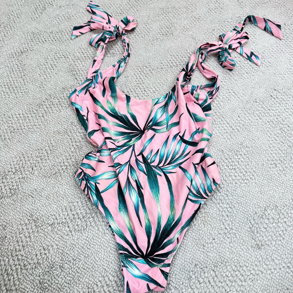 Show Me Your MuMu Pink One Piece Swimsuit with Ruffle Straps